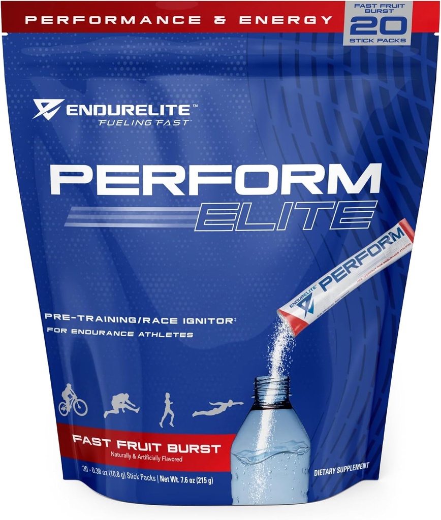 EndurElite Realiza Elite- Pre Workout Powder Suplemento- Pre-Workout for Endurance Athletes- 20 Serving Bag- Fast Fruit Burst