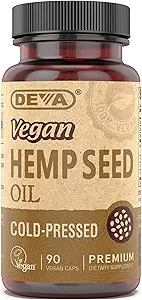 DEVA Vegan Virgin Hemp Seed Oil Capsules – Cold-Presed, Unrefined, 90 Conde