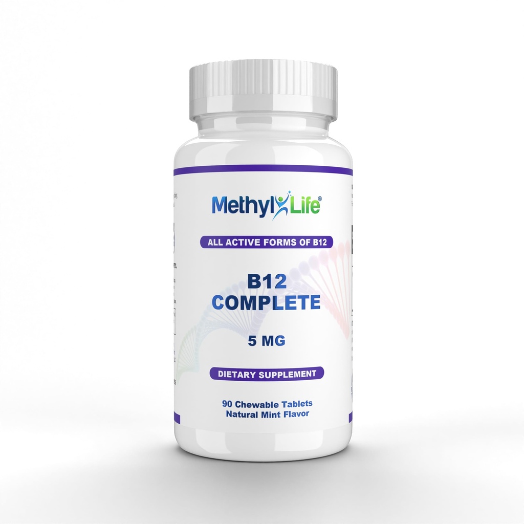 Metil-Life B12 Full Professional Strength Active B12 3 Months Supply. Chewables. 2.5 mg Methylcobalamin Methyl, 1.25mg Hydroxocobalamin (Hydroxy) y 1.25 mg Adenosylcobalamin