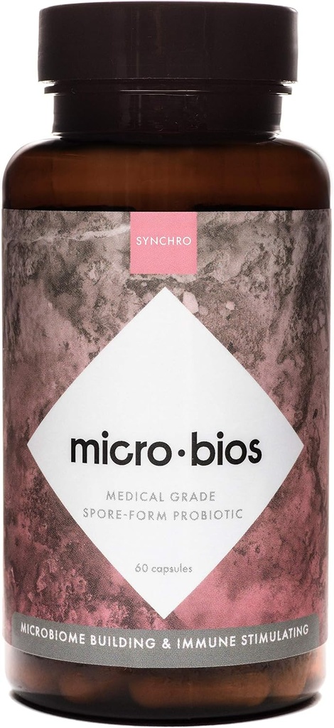 Synchro Micro•Bios - Probiótico de esperma de grado médico - Bacillus Subtilus (HU58), Coagulans y Clausii - Powerful Immune Health + GI Support - 60 cápsulas
