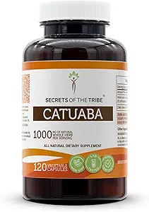 Secretos de la Tribu Catuaba 120 cápsulas, 1000 mg, Catuaba salvaje (Erythroxylum catuaba) Barco seco (120 cápsulas)