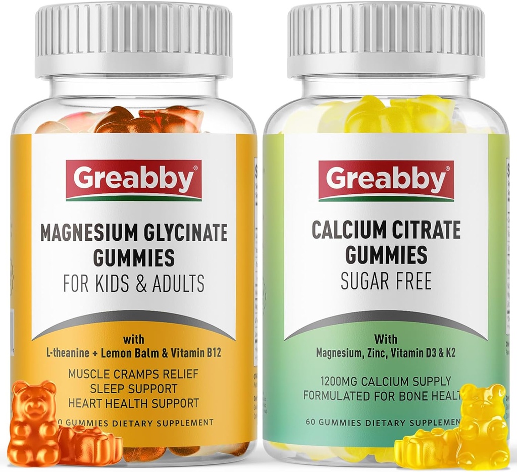 Magnesium Glycinate Gummies, Calcium Citrate Gummies for Kids &amp; Adults, Bone Support