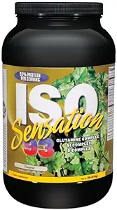 Ultimate Nutrition Iso Sensation 93 with Glutamine Complex Low Carb Whey Protein Isolate Powder – 30 Grams of Protein, Fat-Free, Keto Friendly, Natural, 2 libras