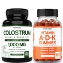 Colostrum (120 Count) Bovine Colostrum Capsules Supplement for Adults and ADK Vitamin D3 (60 Gummies) D & K - 10 Vegan Supplement - Delicious Raspberry Flavor - Non GMO Third Party Tested - USA Made
