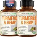 Suplemento Turmeric Curcumin con semillas de cáñamo " Lemon Balm Extract – Joint Health & Mobility – Calm Mood " Restful Sleep – con Pepper Negro para la Absorción – Suplemento Conjunto para Mujeres Hombres - 2 Pack