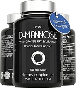 D-Mannose 1000mg Capsules - D Mannose con extracto de arándano y vitamina C - 60 cápsulas 500mg High Strength - Urinary Tract Health for Women &amp; Men - Vegan &amp; Non-GMO - Fast-Acting Natural UTI Support