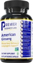 Premier Research Labs American Ginseng Suplemento - American Ginseng Capsules, Herbal Ginseng Root Pills, North American Ginseng Herb Extract, Calming Energy Supplement - 60 Plant-Based Capsules
