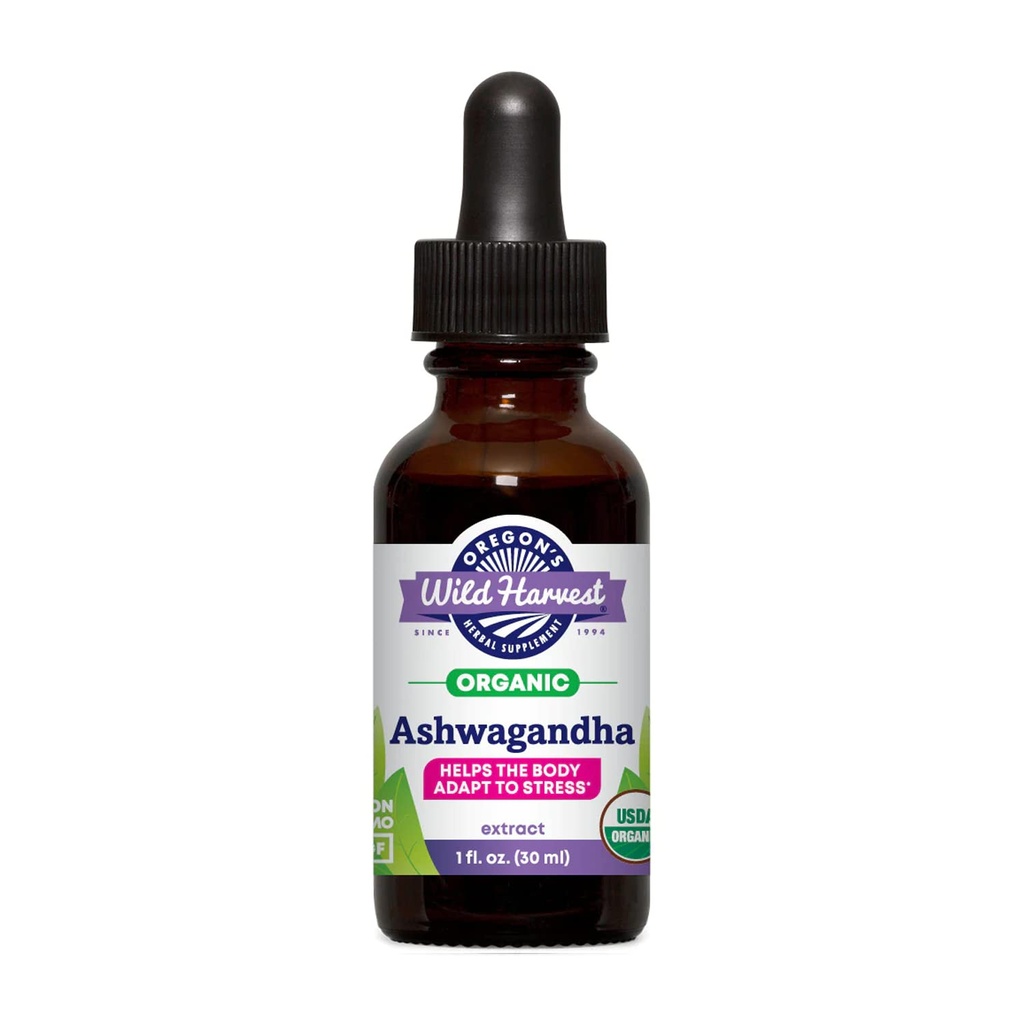 Oregon's Wild Harvest Ashwagandha Fresh 1:1 Organic Herbal Supplement, 1 Fluid Ounce