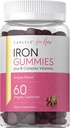 Carlyle Iron Gummies  Plus B-Complex Vitaminas ← 60 Vegan Gummies ← Grape Flavor ← Non-GMO, Gluten Free Supplement