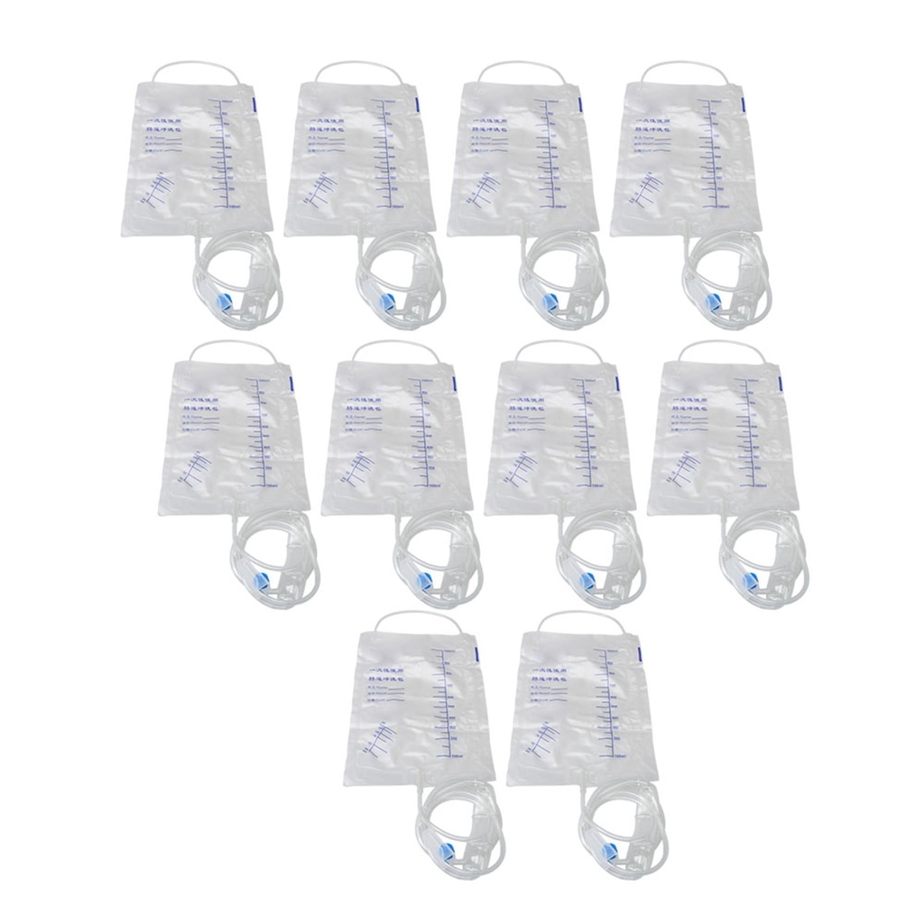 1000ml Disposable Coffee Cleanse Detox Bags Silicone Bag Set with Tube Hose for Women and Men Pack of 10