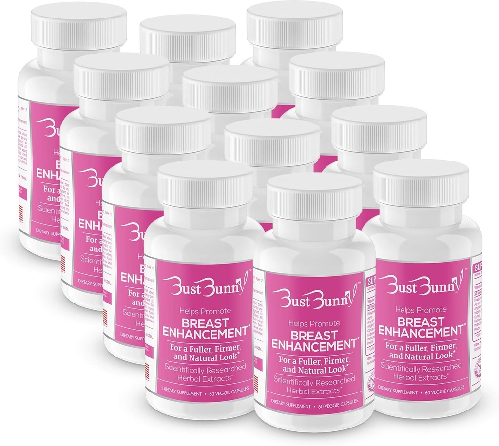 Pills de aumento de la mama de Bunny Bust - Vegan Friendly - 12 meses de suministro  #1 Natural Way to Enlarge Breast and Increase Bust Size