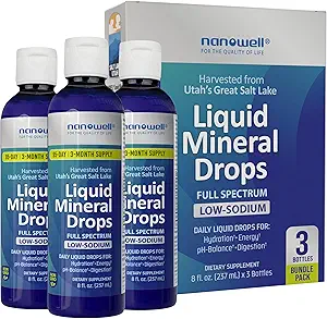 Liquid Mineral Drops - Trace Mineral Supplement TEN Full Spectrum Minerals TEN Ionic Liquid Magnesium, Chloride, Potassium TEN Low Sodium TEN Energy, Electrolytes TEN 288 Day Supply, 8 fl oz (Pack of 3)