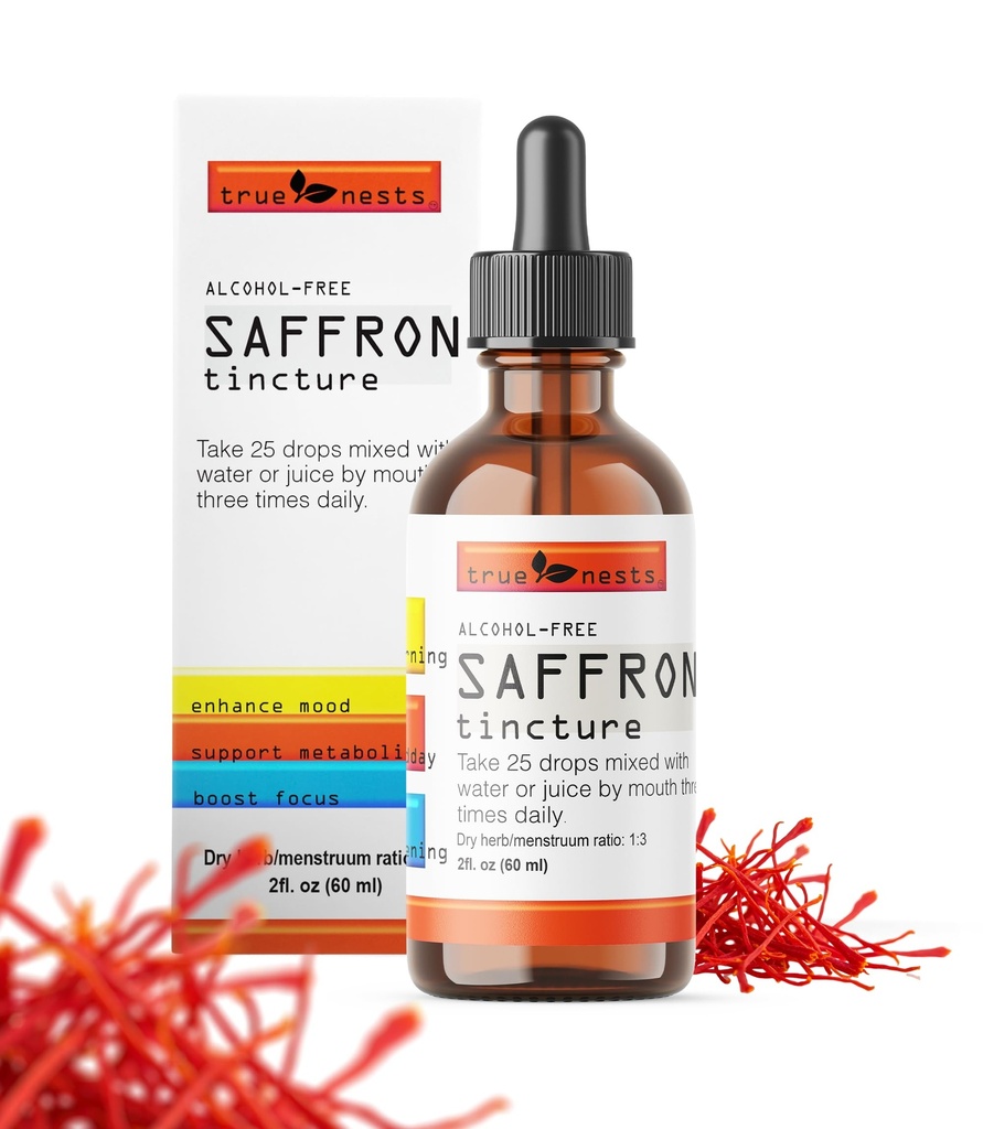 Tintura de Saffron Orgánica – Extracto de Saffron puro – Suplemento líquido de Saffron Crocus Premium – Natural, Vegan, No-GMO – Puro Saffron Liquid Extract 2oz
