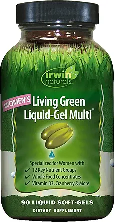 Irwin Naturals Mujeres Viviendo Green Liquid-Gel Multi - 90 Liquid Softgels - Incluye 70 Nutrientes Esenciales, Vitaminas y Minerales