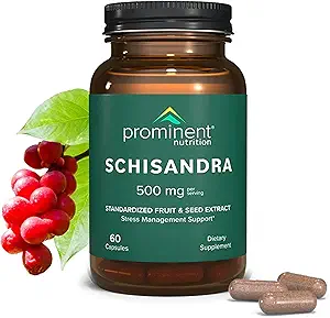 Prominent Nutrition Schisandra Berry Extract,Clinically Researched 500 mg Dose for Stress Management Support, Standardized to Schisandrins, Pure Schisandra Chinensis Fruit Extract,60 Capsules -1 Pack