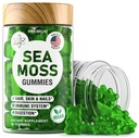 BioVit Sea Moss Gummies - Wildcrafted Irish Sea Moss for Adults &amp; Kids - Seamoss Gel with Bladderwrack &amp; Burdock Root Extract - 60 Vegan Gummies