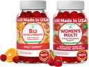 Lunakai Vitamina B12 y las Gummies Multivitamínicas Mujer Bundle - 3000mcg Metilcobalamina Alta Absorción Energía Gummy - 100% Valor diario de 16 vitaminas y minerales esenciales Suplemento - 30 días Suministro