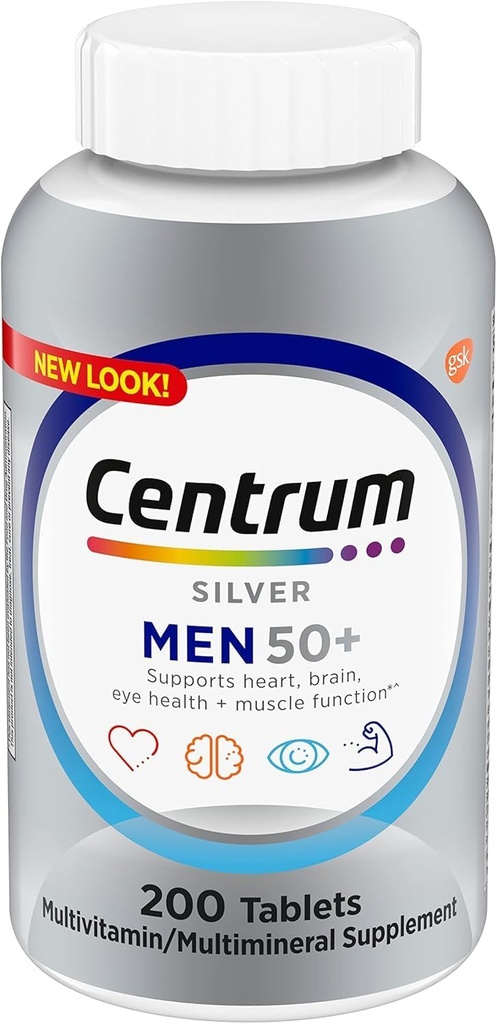 Centrum Silver Men (200 Conde) Multivitamina / Multimineral Suplemento Tablet, Vitamina D3
