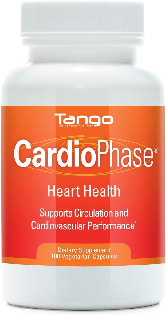 CardioPhase Natural Heart Support Supplement for Healthy Circulation and Cardiovascular Performance (180 capsules vegetarianos)