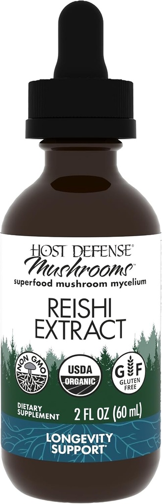 Extracto de Reishi de Defensa Anfitriona - Suplemento de Apoyo a la Salud Inmunitaria - Suplemento de Mushroom de Apoyo a la Energía " Vitalidad - Suplemento de Reishi de Ayuda Well-Being general - 2 fl oz (60 Serviciones)*