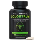 Vitaminas Vitales Colostrum Suplemento - Vitamina C, Zinc, " Selenium - de Primera Milking - Estándarizado para Contener 10% IgG Inmunoglobulinas - Vacas Americanas de Grass - 60 cápsulas