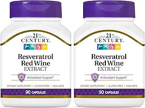 21st Century Resveratrol Red Wine Extract Capsules, 90Count (Pack of 2)