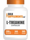 BulkSupplements.com L-Theanine Capsules - L-Theanine 200mg, Amino Acid Supplement - Gluten Free, 1 Cápsula por Serving, 365 Conde (Pack of 1)