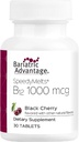 Bariatric Advantage B-12 Speedy Melts, Vitamina B12 1000 mcg Suplemento, Fast Melting con 200 mcg de ácido fólico para soporte nutricional - Cereza negra, 30 Cuenta