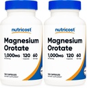 Nutricost Magnesium Orotate Capsules 1000mg, 120 Caps - 60 Servings, 500mg Per Capsule, Non-GMO, Gluten Free (Pack of 2)