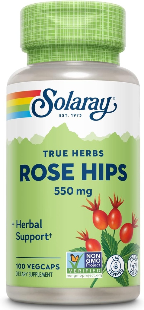 SOLARAY Rose HIPS Fruit 550mg ← Esquí saludable, articulaciones &amp; funciones inmunitarias Apoyo  Fuente de Vitamina C &amp; Bioflavonoids