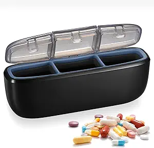 3 Organizador de píldoras impermeables para el viaje, Caja de píldoras portátiles para el camping de viaje al aire libre, Titular de vitaminas, píldoras, aceite de pescado, suplementos, suplementos (negro)