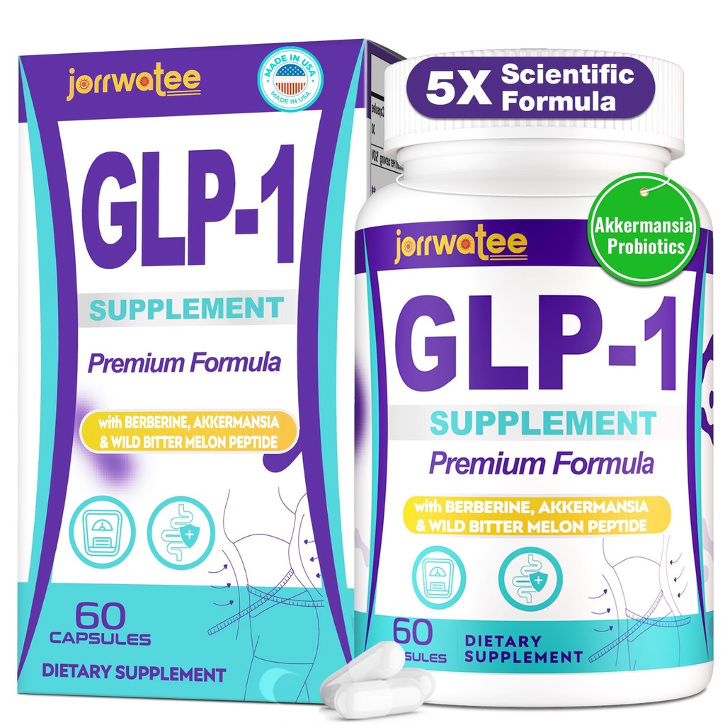 GLP-1 Supplements Women & Men, 14-in-1 GLP1 for Daily GLPl Level*,Metabolism*, Digestion & Energy, 5X Advance Formulate GLP 1 with Akkermansia Probiotic, 60 Caps