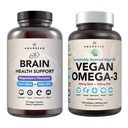 AMANDEAN Brain & Vegan Omega-3 Bundle: Magnesium Threonate, USA-Grown Lion’s Mane 6:1, Alpha-GPC & Algae DHA/EPA. Plant-Based Essential fats for Brain, Eye, Heart & Skin Health. Fish Oil Alternative.