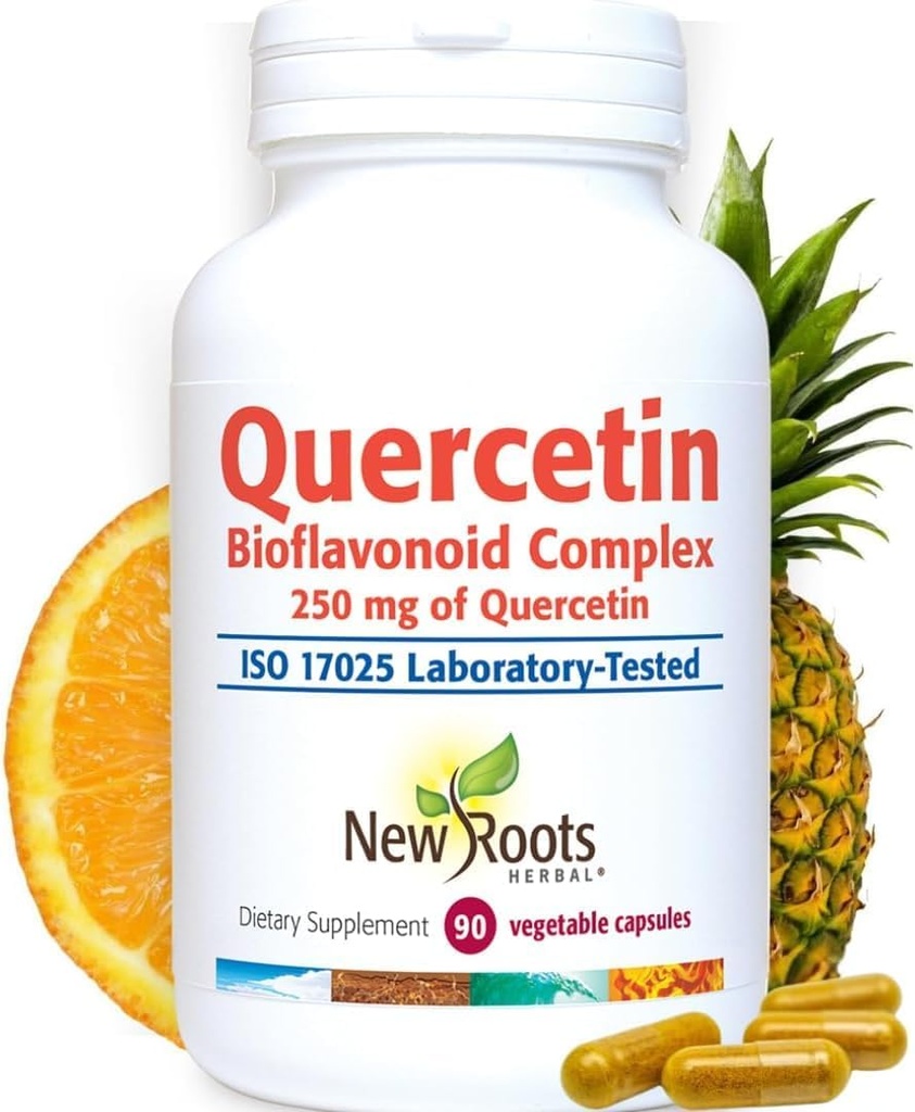 NEW ROOTS HERBAL Quercetin with Bromelain Capsules | 4-in-1 Formula with Quercetin, Bromelain, Bioflavonoids and Rutin | Heart Health and Immune Support Supplement (90 Veggie Capsules), Non-GMO