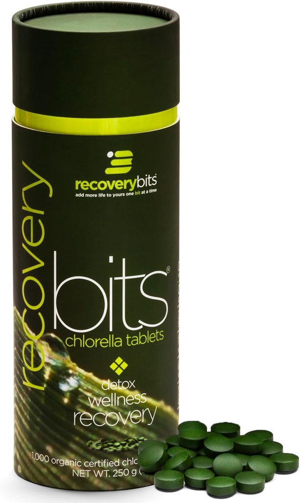 RECOVERYbits - Tablas de Clorella Orgánica - Superalimentos de Algas Basadas en Planta - Clorofila - Muro Celular Agrietado - Energía - Sistema Inmunitario - Detox - Keto - Vegan - No-GMO - Gran Cangrejo - 1000 Cuadros