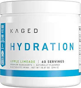 Kaged Electrolyte Hydration Powder Hydracharge Apple Limeade Sports Drink for Men and Women Pre, Post, Intra Workout Supplement 60 Servings