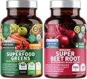 Número 1 Nutrición N1N Premium y Ecológico Superfood Greens y Beet Root Tablets for Immunity and Antioxidant Support, Packed with Alfalfa, Spirulina and Barley Grass, 120 Tablets