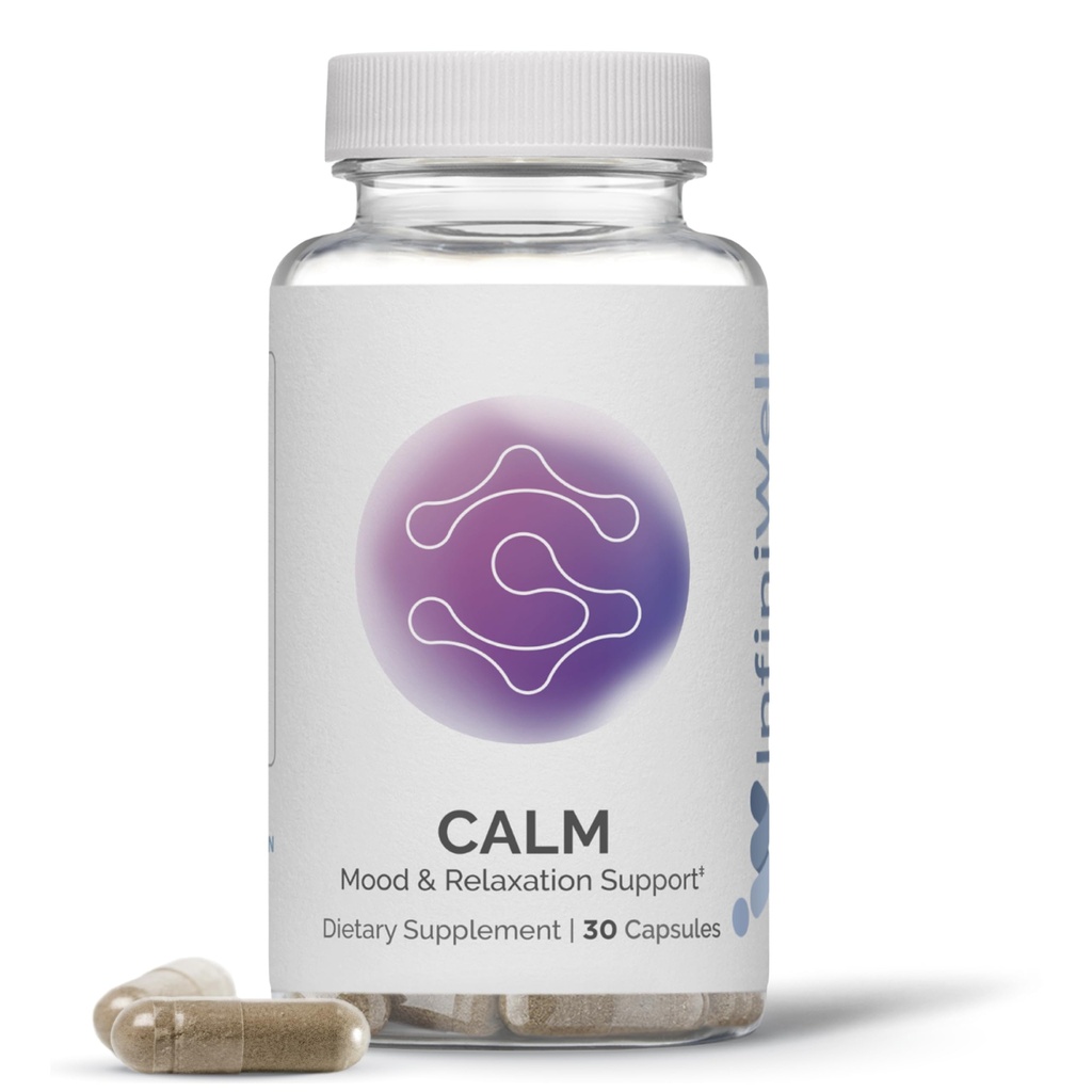 InfiniWell Calm - Mood " Cognitive Support Supplement for Adults with L-Theanine, Bacopa monnieri " DHH-B - Supports Relaxation, Focus " Mental Clarity (30 capsules)