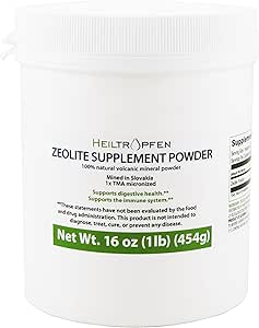 Heiltropfen Zeolite Powder | Dietary Supplement 1 Pound - 454 g | Detox | Clinoptilolite 94+-3% | Activated | Natural Mineral Dust | Ultra FINE Less-Than 2 µm