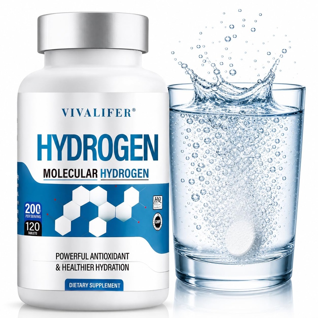 H2 Molecular Hydrogen Tablets, 120 Count Fast Dissolving Magnesium Supplement for Hydrogen-Rich Drinking Water, Supports Cellular Energy & Brain Function, Non-GMO