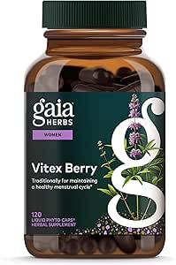 Gaia Herbs Vitex Berry - apoya el equilibrio hormonal " fertilidad para las mujeres - Progesterona saludable para la salud menstrual - 120 caps veganos (60-Day Supply)