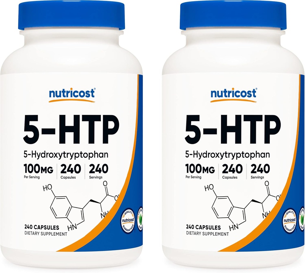 Nutricost 5-HTP 100mg, 240 cápsulas vegetarianas (5-Hydroxytryptophan) - No GMO & Gluten Free (2 botellas)