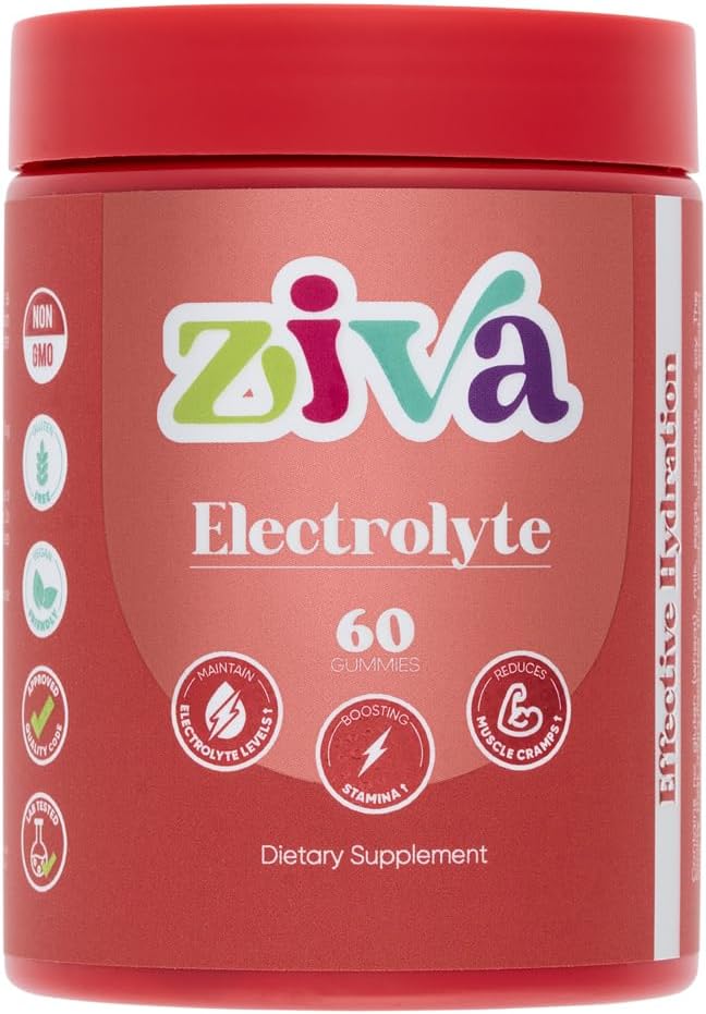 Ziva Electrolyte Gummies – Hydration and Energy Support for Rapid Rehydration – Electrolytes for Athletes, Runners & Active Lifestyles – 60 Condes