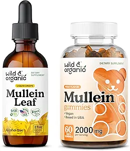 Wild &amp; Organic Mullein Tincture 2 fl oz &amp; Mullein Gummies 60 Conde
