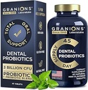 Probióticos dentales para dientes y gomas - Respiración fresca Lactobacillus Salivarius Probiótico para Mujeres y Hombres - Probióticos orales para la respiración mal respiración Probiótico dental para la salud de la boca - 45 minutos Tabletas