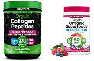 Colágeno hidrolizado Orgain + Superalimentos Polvo y Ecológico Verdes Superalimentos Polvo - 1lb y 0.62lb