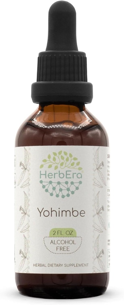 HerbEra Yohimbe B60 Alcohol-Free Herbal Extract Tincture, Wildcrafted Yohimbe (Pausinystalia yohimbe) Dried Bark (2 fl oz)