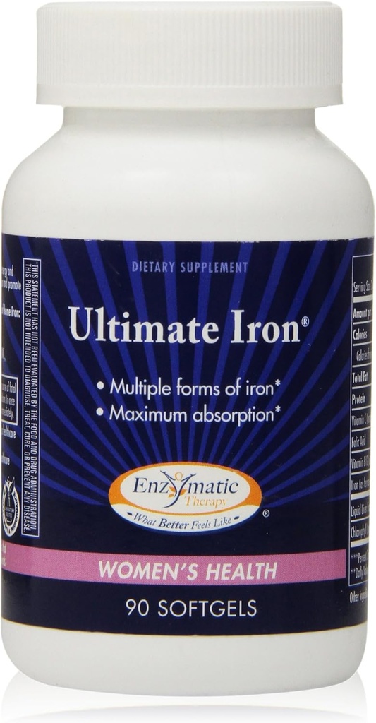 Enzymatic Therapy Ultimate Iron Softgels, 90 Cuenta