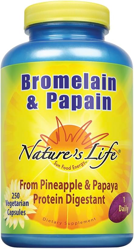 La vida de la naturaleza Bromelain " Papain peru Proteolytic Enzymes for Digestive Support " Comfort peru from Pineapple " Papaya  durable 250mg (250 CT)