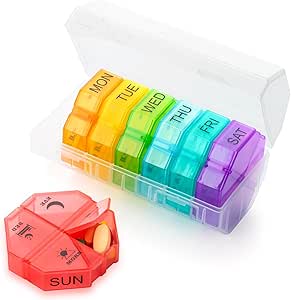 Organizador semanal de píldoras 4 veces al día, caja grande de píldoras 7 días Caja de píldoras diarias con 28 Compartimientos extra grandes Contenedor de píldoras de viaje de gran tamaño Organizador de suplemento de vitamina (White)